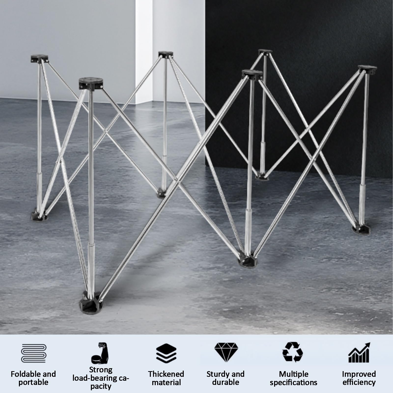 Banco De Trabajo Plegable Portátil, Acero Inoxidable, Mesa De Trabajo, Banco De Trabajo, Mesa De Construcción, Soporte De Trabajo, para Garaje, Taller Y Exterior(6 Legs)