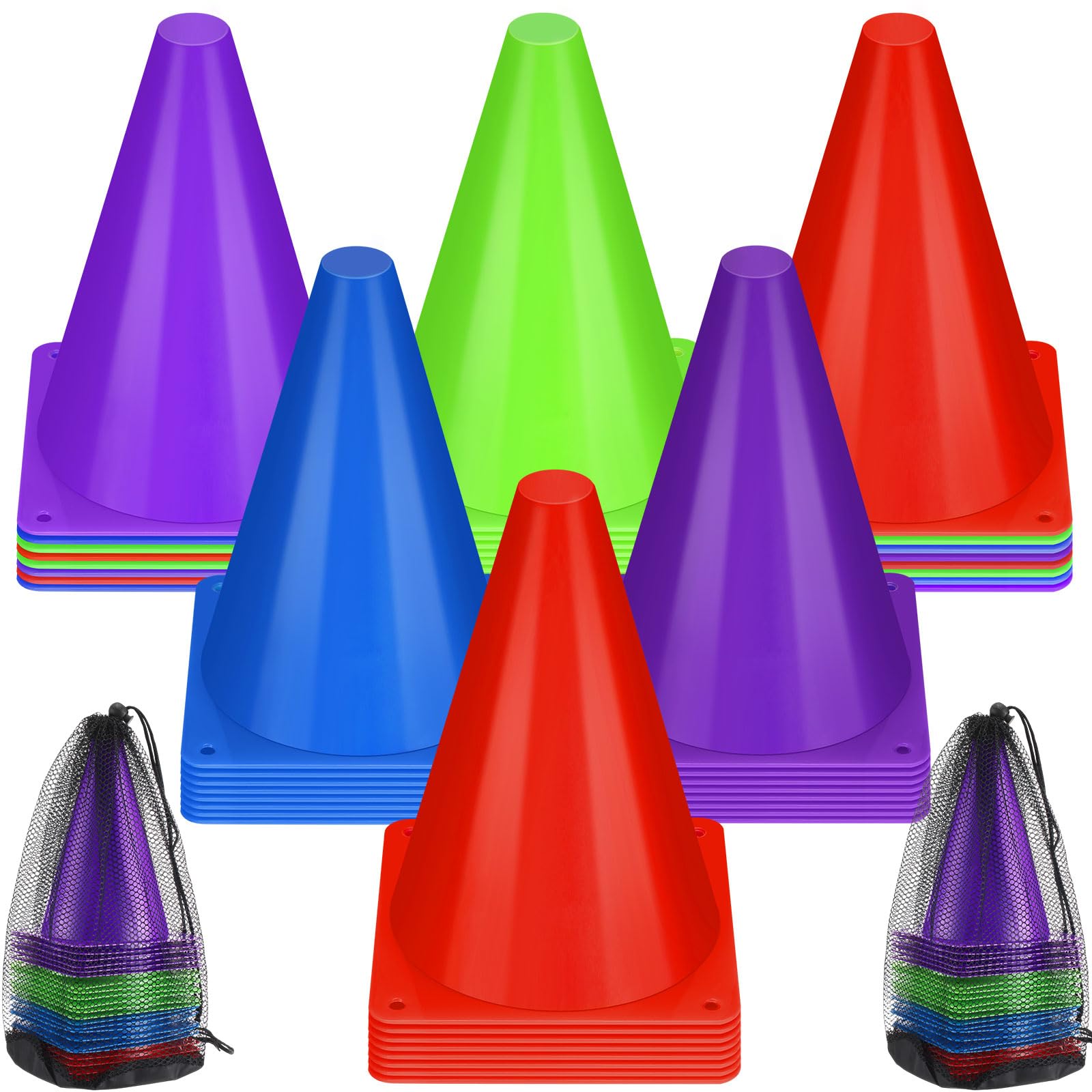 Leelosp 48 Pack Plastic Traffic Cones, Kids Sport