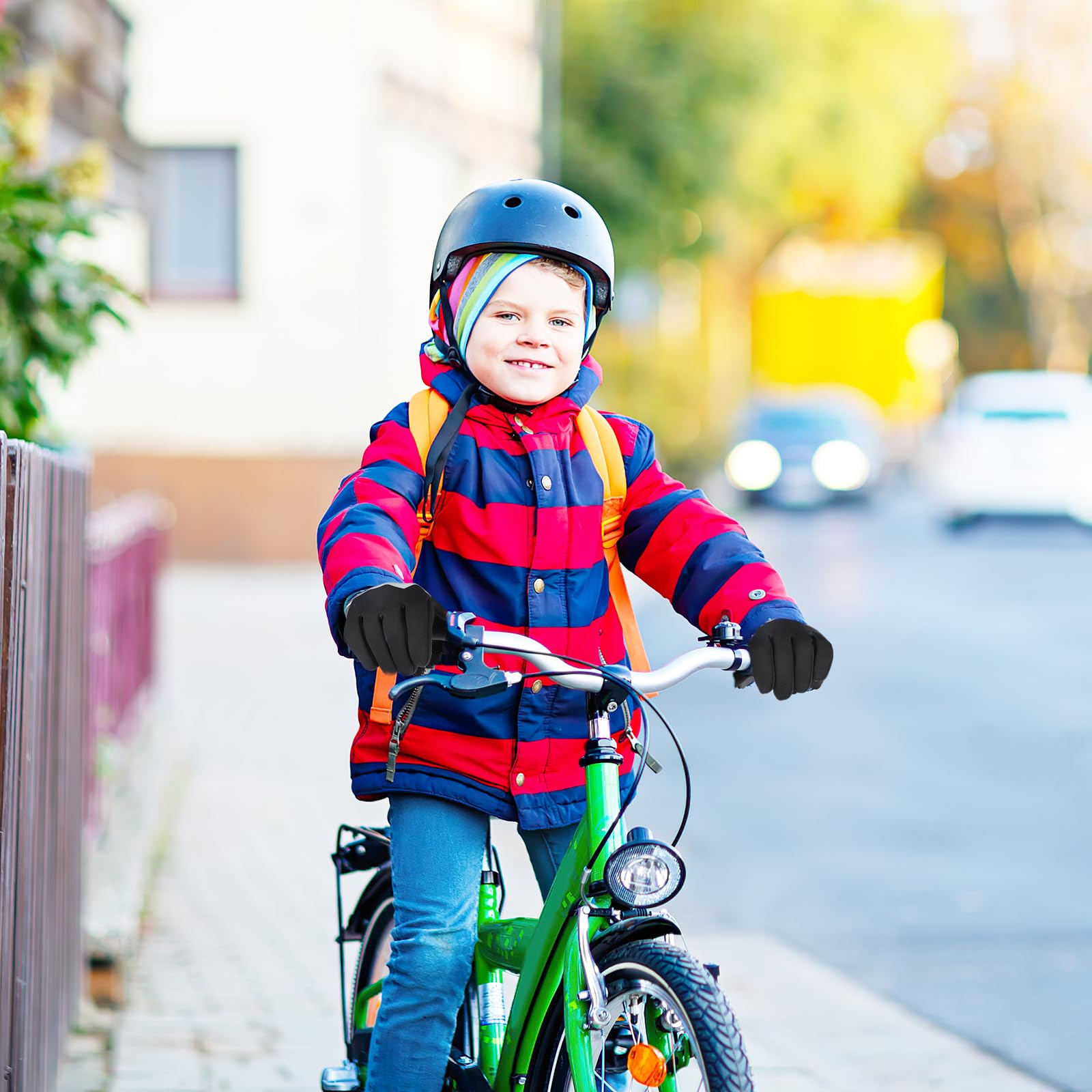 QKURT Dziecięce rękawiczki rowerowe, zimowe rękawiczki termiczne, antypoślizgowe rękawiczki dla małych dzieci, wodoodporne rękawiczki dziecięce do biegania, wędrówek, spacerów, jazdy konnej