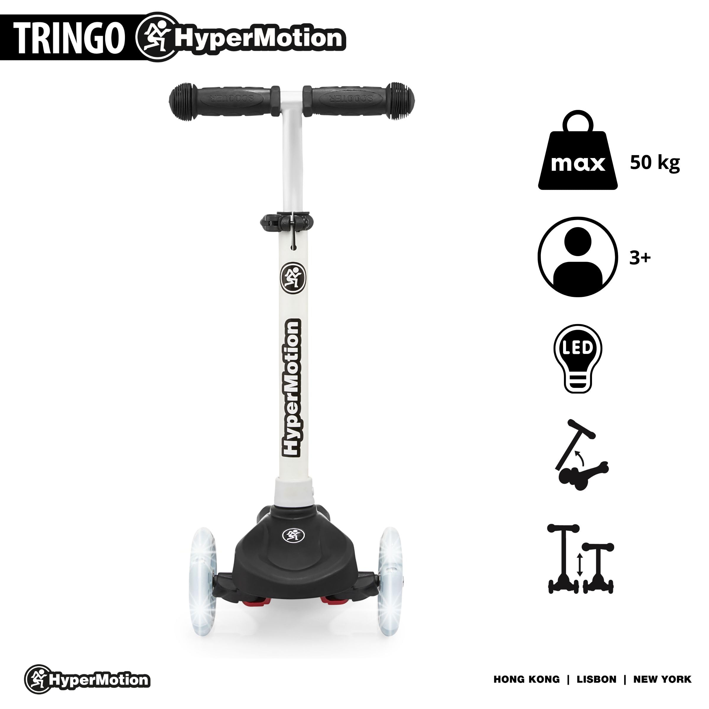 HyperMotion Kinder Dreirad Scooter 3-8 Jahre, TRINGO Balance-Scooter, Rutschfester Podest, Verstellbarer Scooter für Mädchen, Jungen 3+, Max. Belastung 50 kg