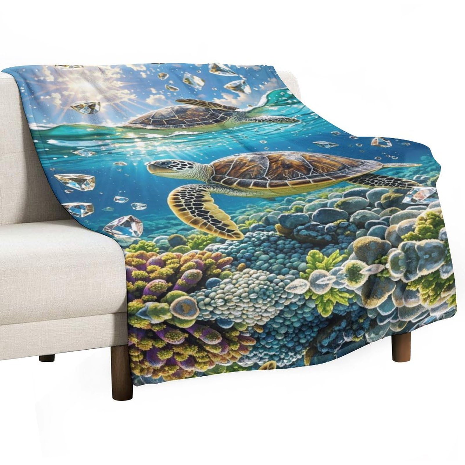 Couverture en flanelle tortue de mer cadeau super confortable et chaleureux pour proches