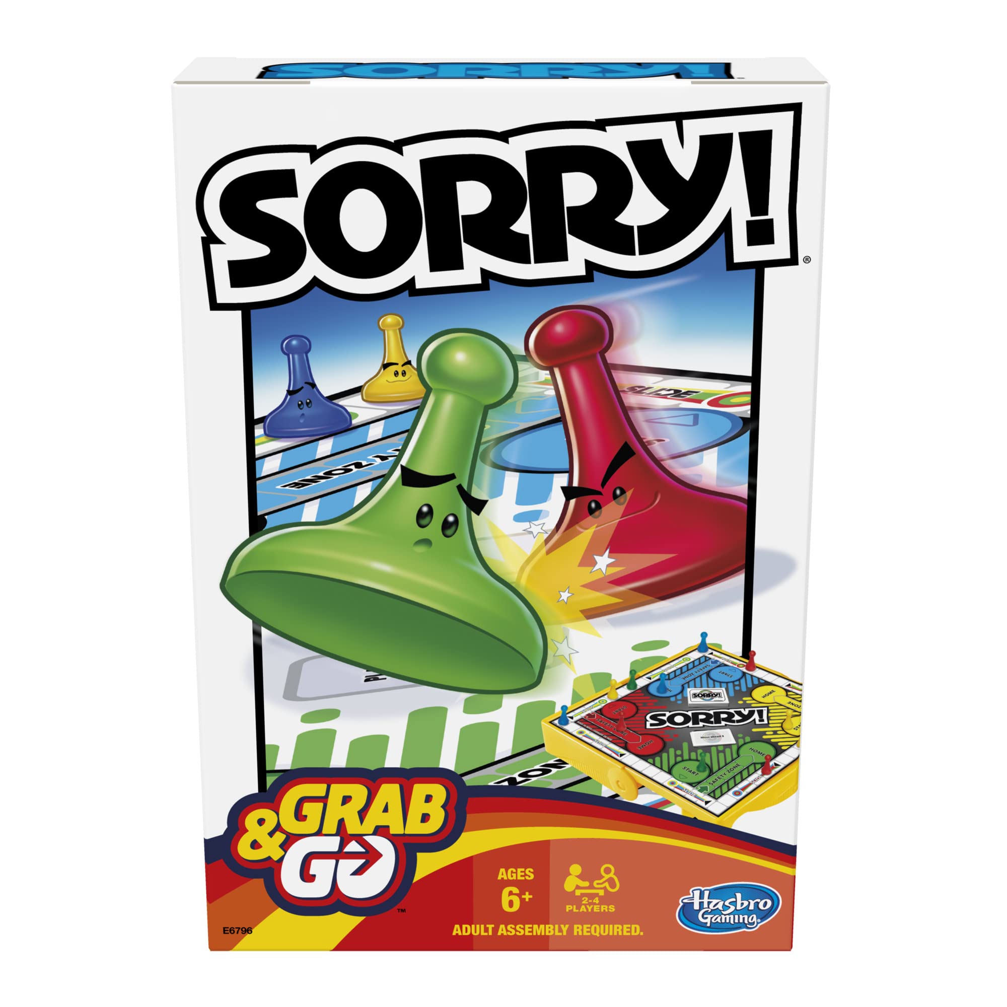 Hasbro Gaming Sorry Grab & GO Board Game for Kids Ages 8 and Up