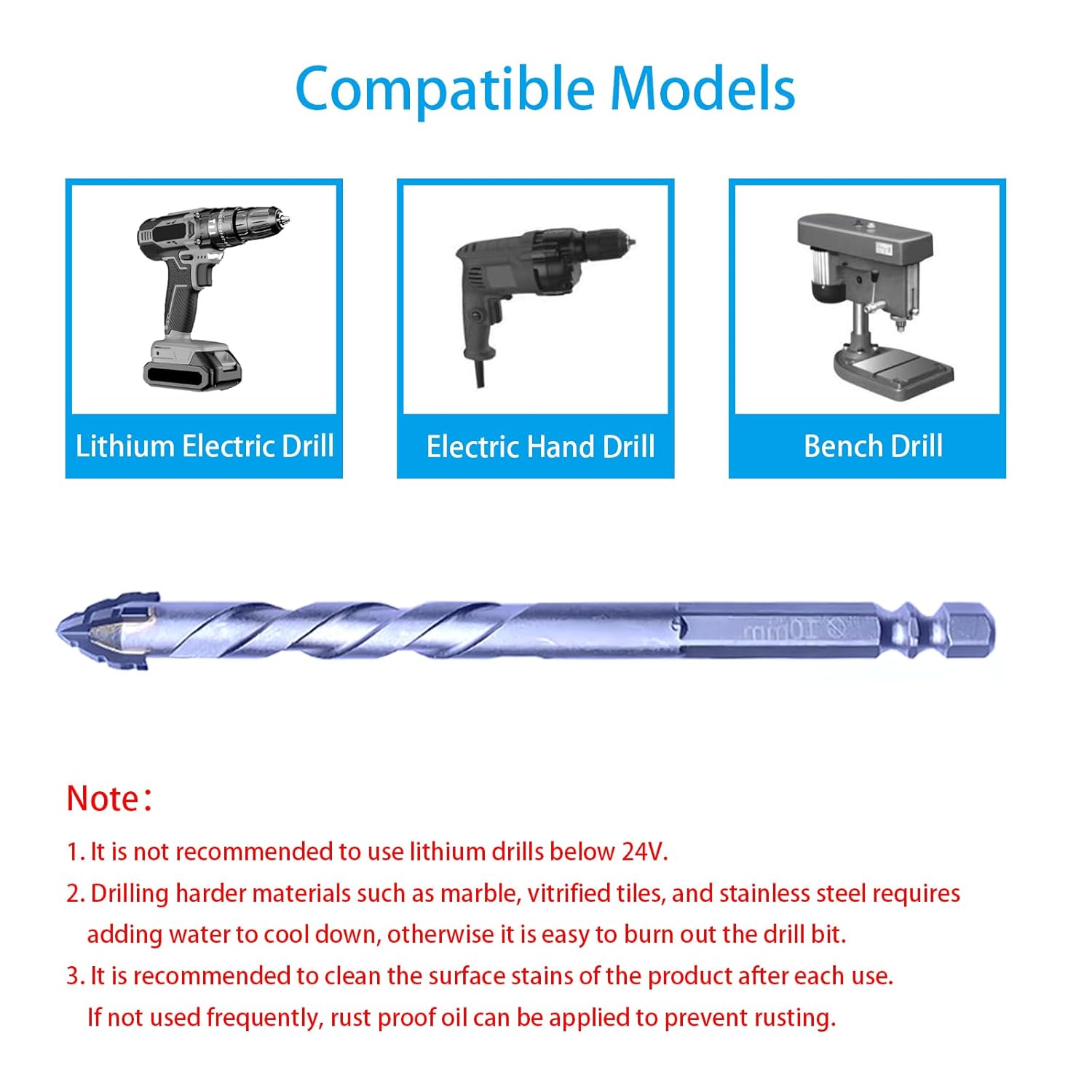 10Pcs High-Strength Eccentric Drill Bit & Non-Slip Screwdriver Drill Bit Set w/Hexagonal Shank for Concrete/Cast Iron/Tile/Wood, Eccentric Drill Bits 4+6+6+8+8+10+12mm and Magnetic Bits (70,70,120mm)