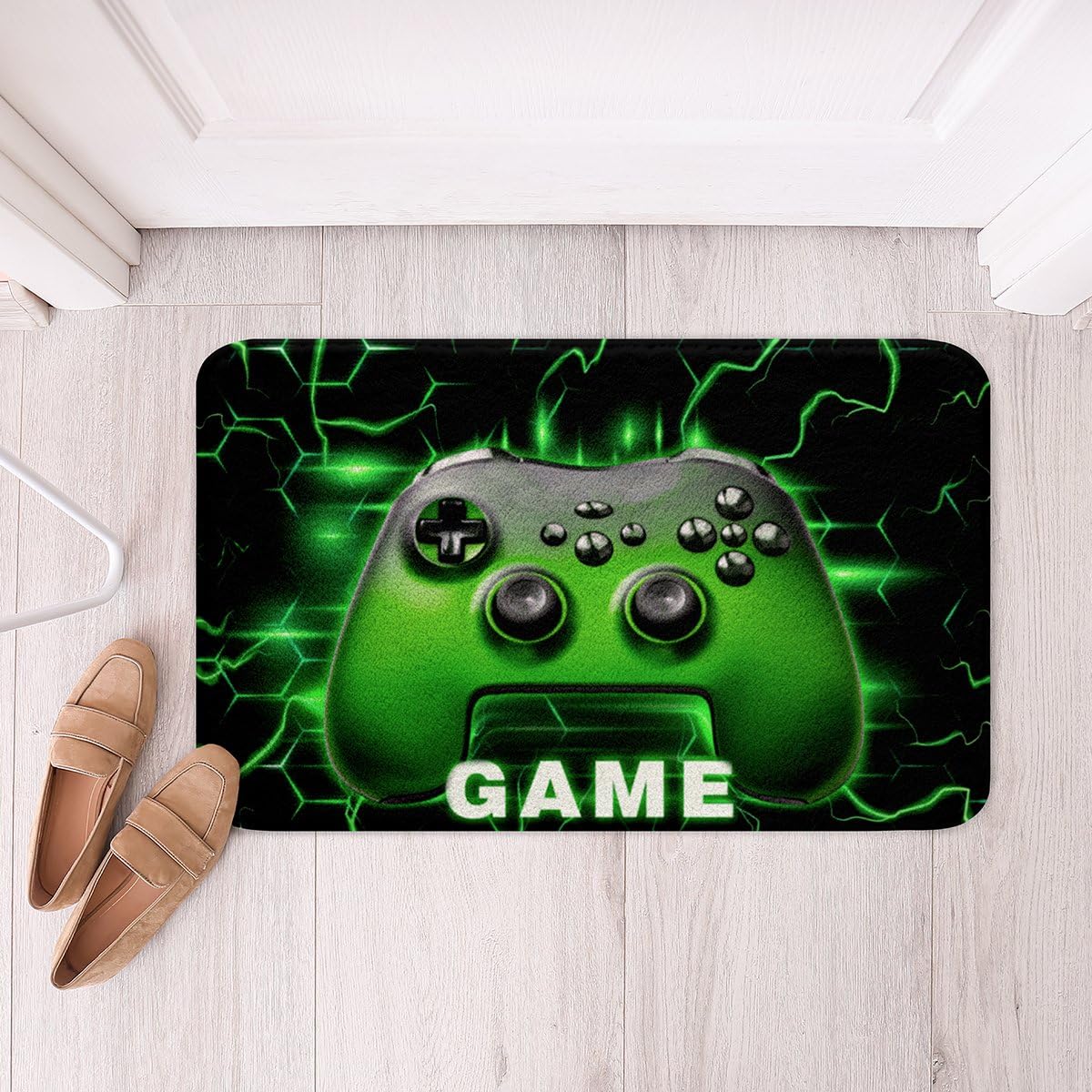 Tapis de bain gamer vert 50x80 cm en microfibre ultra douce