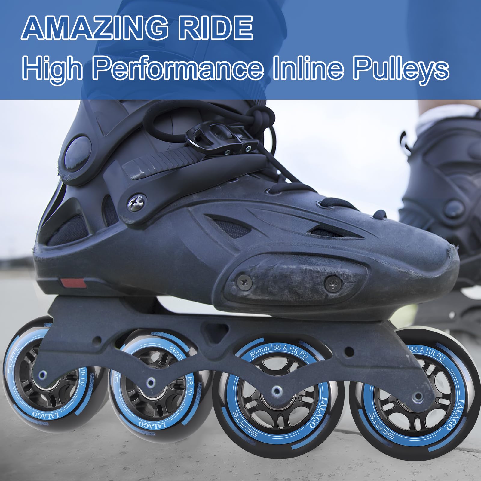 LALAGO Inline Skate Rollen 84mm, 8 Stück Inline Skate Räder 88A SHR PU, Inliner Rollen mit Kugellager ABEC 9, Indoor-/Outdoor-Rollschuh-Räder für K2 Hudora Gonex Apollo Inline Skate
