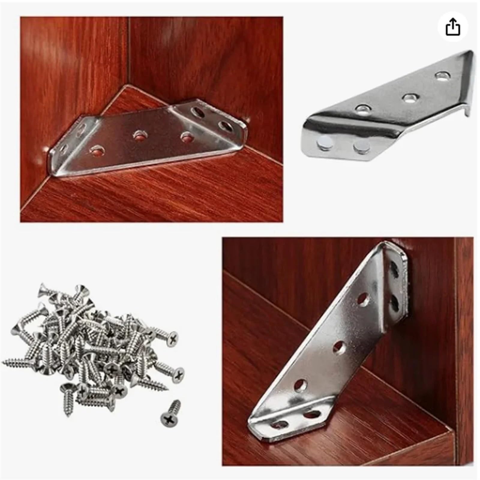 Escuadras Soportes de Esquina 20/40 Piezas Código de Esquina Estantería Resistente Soporte Angular Armario Soporte Trapezoidal Soportes de Acero Inoxidable Sujetador de Muebles(40POCS)