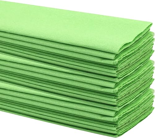 Pliegues de papel crepé (30 hojas), 20 pulgadas de ancho por 3.2 pies de largo, papel crepé mexicano, 21 colores surtidos (verde claro)