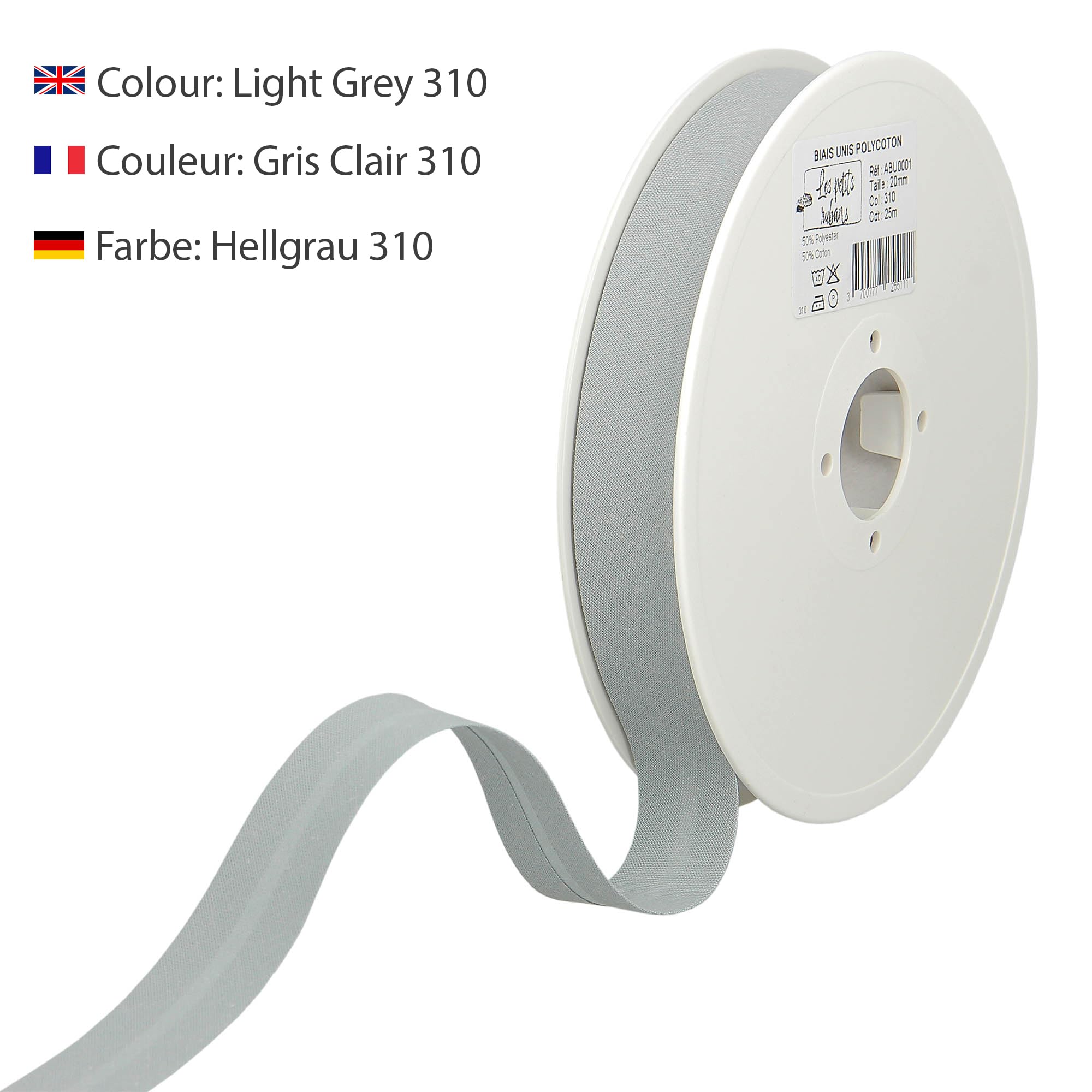 BENECREAT Ruban De Biais à Pli Simple Blanc 20mm - 10 Mètres - Ourlet Couture Vêtements