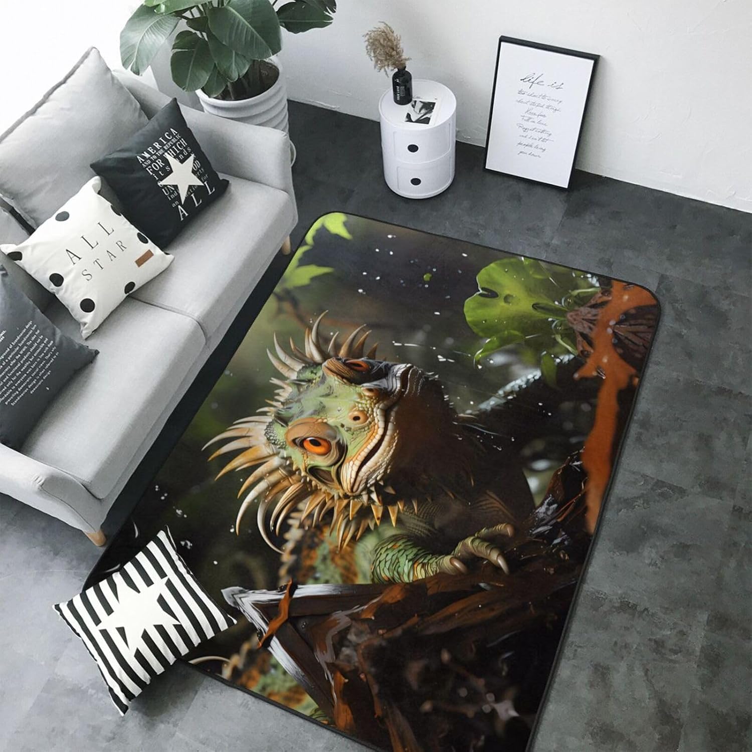 Spiny Lizards Printed Flannel Floor mat 80x58 inches for Bedroom, Living Room, Study Room Decorative Carpet