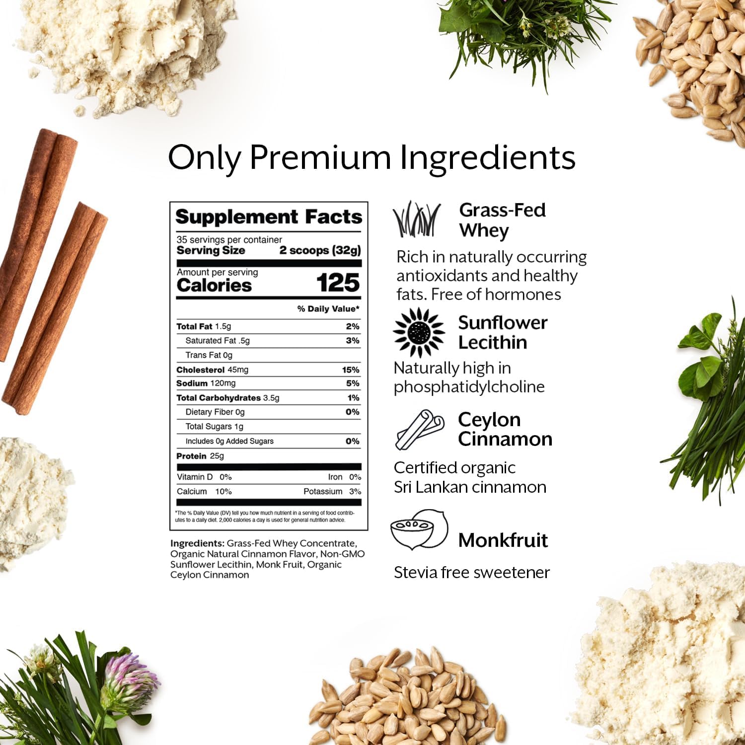 Promix Whey Protein Powder, Cinnamon Swirl - 2.5lb Bulk - Grass-Fed & 100% All Natural - Post Workout Fitness & Nutrition Shakes, Smoothies, Baking & Cooking Recipes - Gluten-Free & Keto-Friendly - Image 2