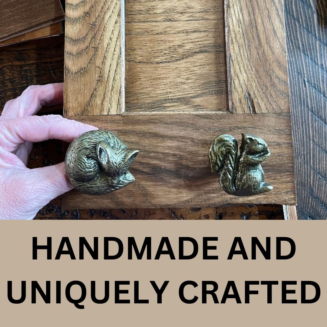 Bouton De Porte Ou Tiroir Vintage - Animal En Fer Bronze Antique (Écureuil) - Fait Main, Fixations Incluses - DIY Déco Meubles