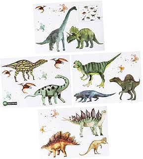 KOMBIUDA 4 peças Adesivo de parede de dinossauro animal decalques de parede para crianças decoração de bebê decoração de quarto de crianças adesivo de parede de desenhos animados adesivos de parede de PVC adesivo de parede animal decalque de parede infantil