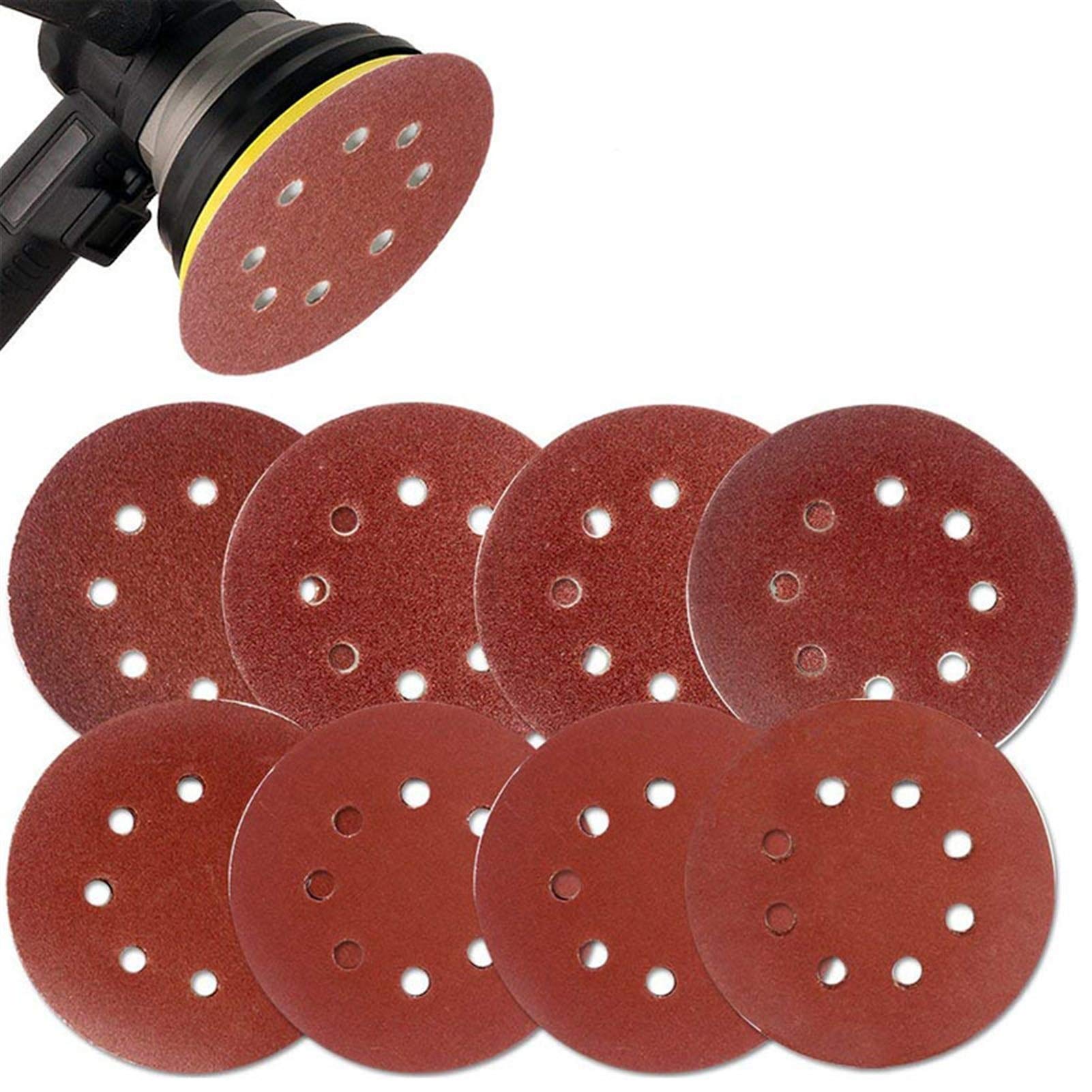 Tarcze szlifierskie Podkładki Tarcza szlifierska 20 szt. 5 cali 125 mm Okrągły papier ścierny Tarcza z 8 otworami Arkusze ścierne Ziarnistość 40-800 Tarcza szlifierska z haczykiem i pętelką Polskie na