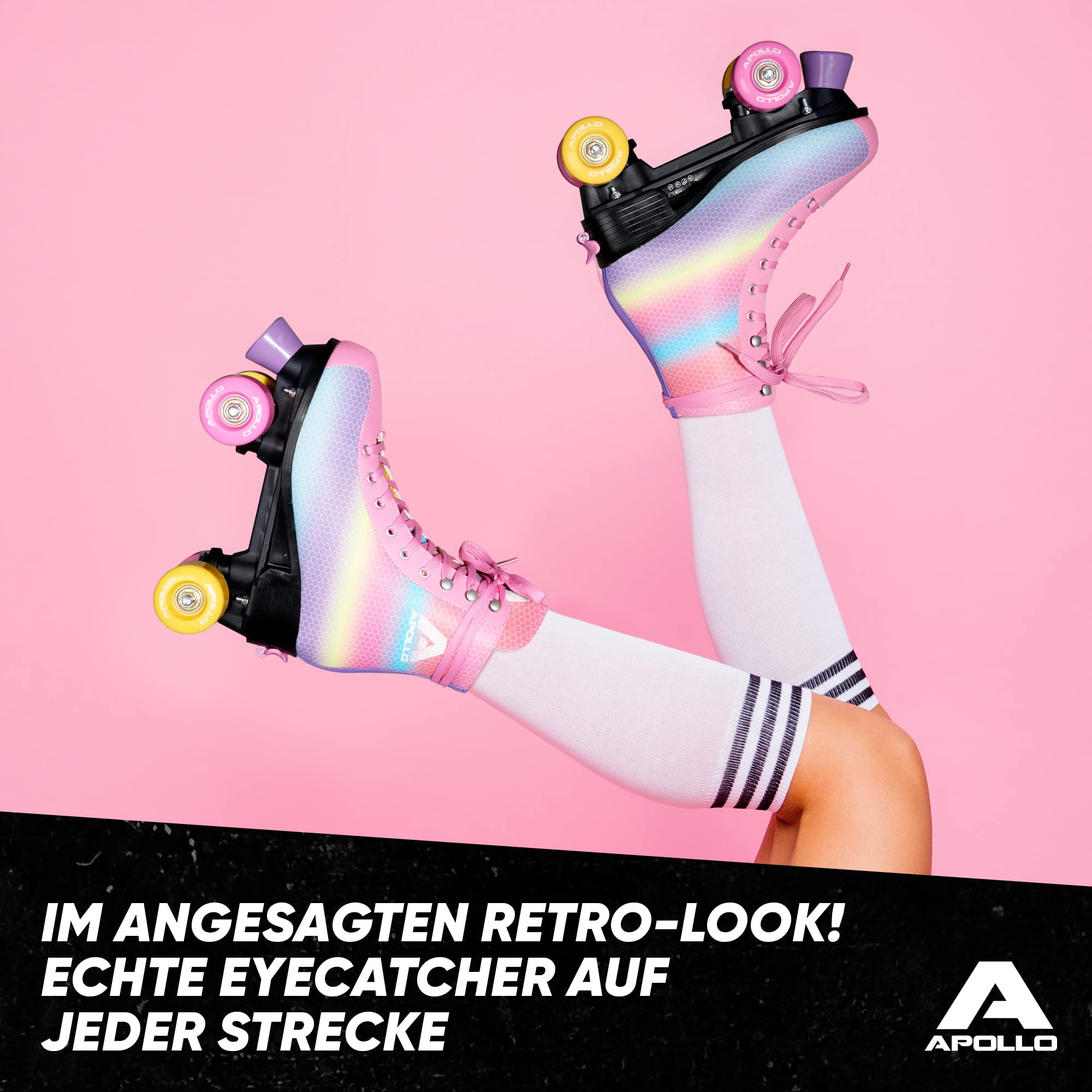 Apollo Disco Roller, Classic Roller | Rollschuhe für Kinder und Erwachsene | größenverstellbare Quad-Skates, 3 Größen, verstellbar von 31 bis 42 | Rollschuhe Damen in schicken Designs
