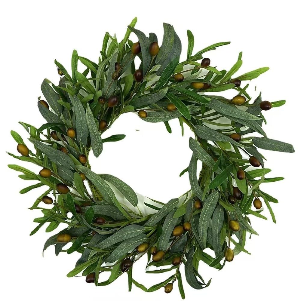 Couronne de Noël en eucalyptus 45cm et rotin pour décoration de porte