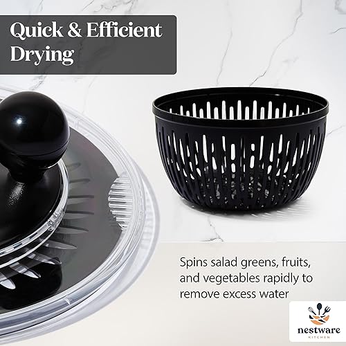 Miniatura 4 de Molinillo de ensalada de acero inoxidable, lechuga, secadora de verduras y frutas, capacidad de 5 litros, base antideslizante (acero inoxidable 304,