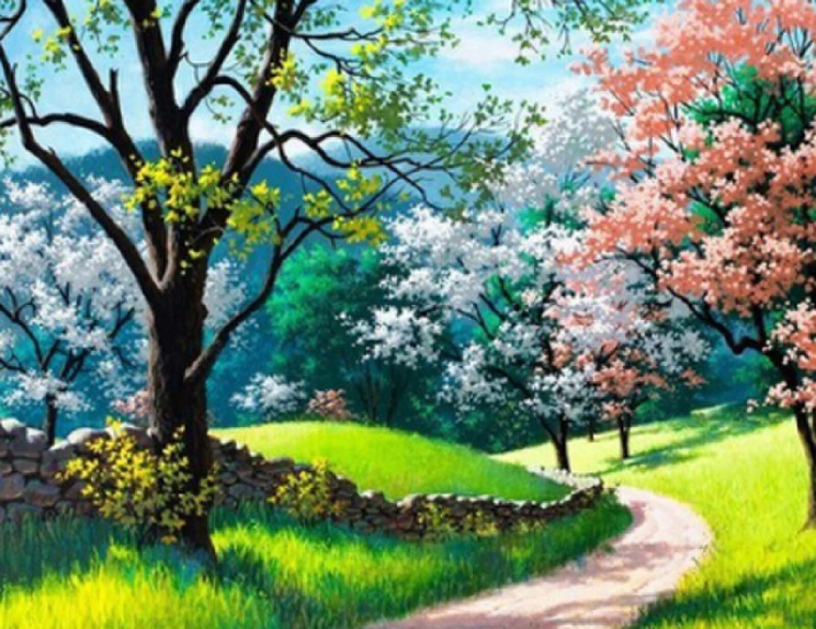 Kit de broderie au point de croix Herbe et arbres toile imprimée 11CT 40x50cm pour débutant