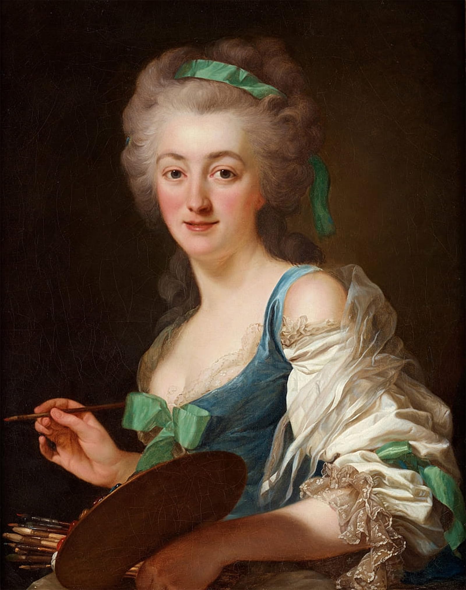 Posteriik No Frame Vintage Classic Picture Landscape Artwork Portrait Of Anne Vallayer Coster By Alexander Roslin Portrait Canvas Painting For Office Home Decor 60X90cm