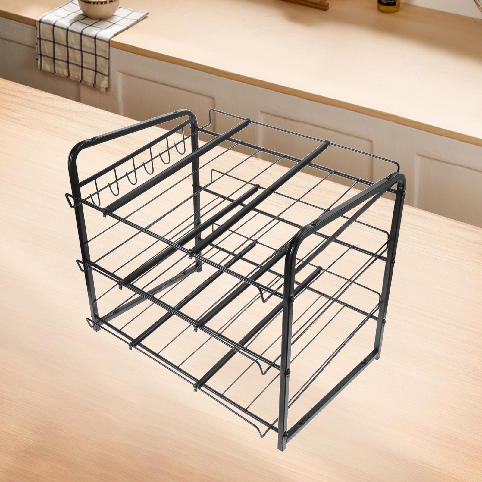 Toyvian 3 stöckiger Edelstahl Vorratskammer Organizer für Küchen Snacks und Konserven Stapelbar und Verstellbar für Verschiedene Dosen für Speisekammer und Küchenschrank