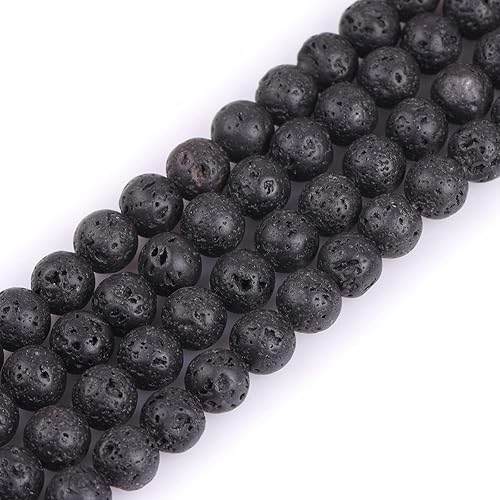 GEM-Inside - Cuentas sueltas de piedra de lava negra natural de 0315in piedra de energía redonda para hacer joyas de 15 pulgadas