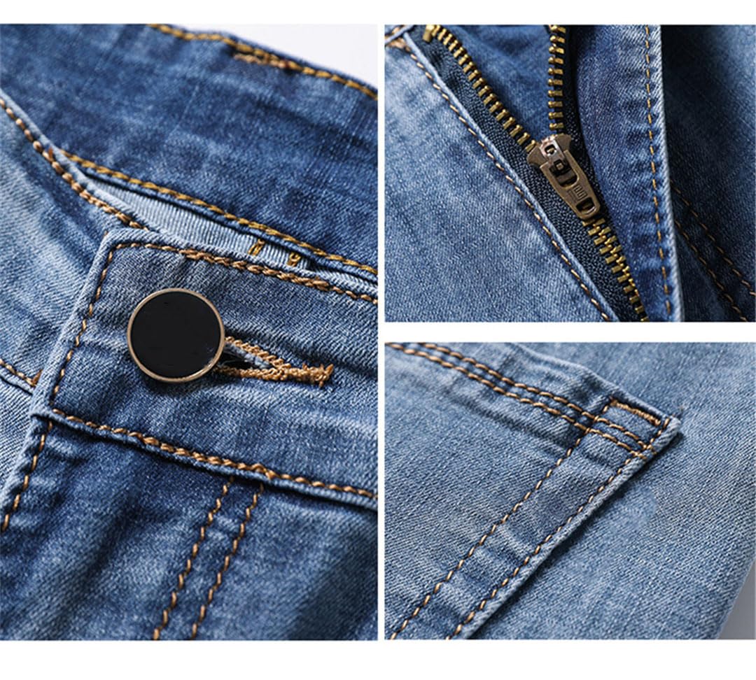 Vogrtcc Pantalones Vaqueros Rectos Relajados con Bolsillo con Cremallera para Hombre