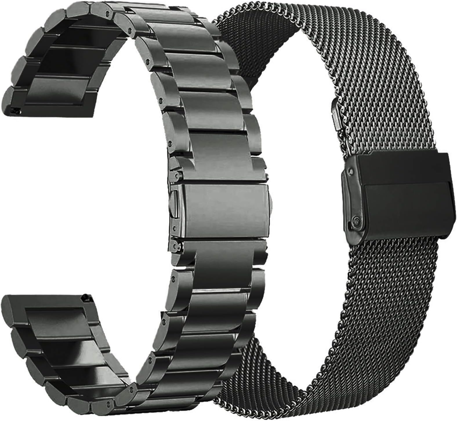 Koreda Compatible with Samsung Galaxy Watch 46mm(2019)/Galaxy Watch 3 45mm/Gear S3 Frontier/Classic Bands Sets, 22mm Stainless Steel Metal Band + Mesh Loop Replacement Bracelet Strap for Samsung Gear S3