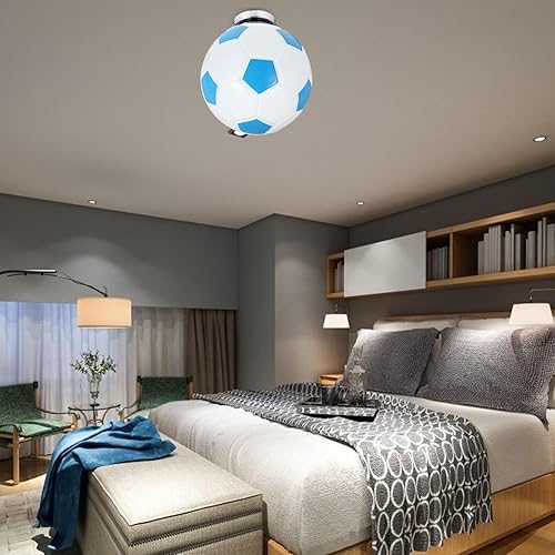 Miniatura 8 de Uonlytech Lámpara de techo para montaje en forma de balón de fútbol, novedad en forma de balón de fútbol, lámpara de cristal empotrada, lámpara de