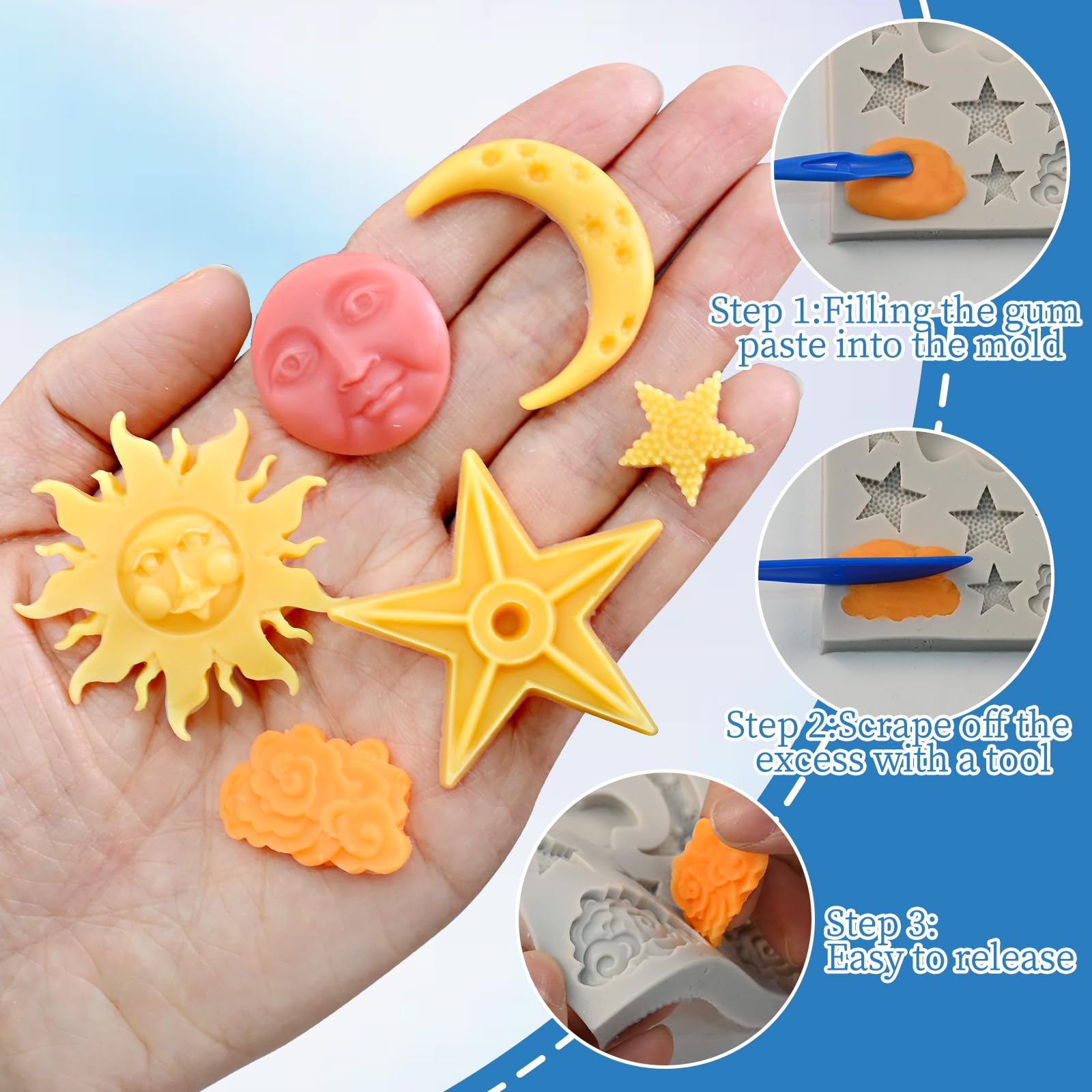 Moon Star Silicone Molds - Cake & Candy Decor -7 Moon Star Silicone Molds - Cake & Candy Decor -7