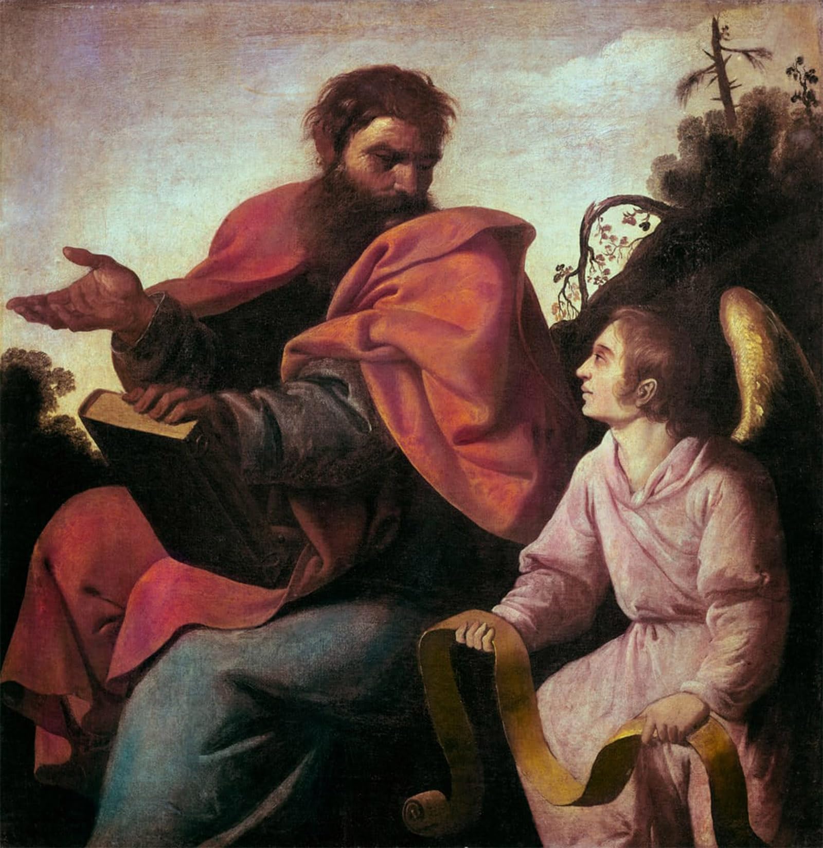 SERENDIPITP Vintage Wall Art Canvas Nordic Poster Canvas Print Picture Saint Matthew and the Angel by Francisco De Zurbaran Wall Art Poster for Home Decor 60x90cm