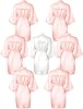 Geyoga 7 Pcs Bridesmaids Satin Robes Silky Bride Kimono Bathrobe Sleepwear for Wedding(Champagne, White,L)