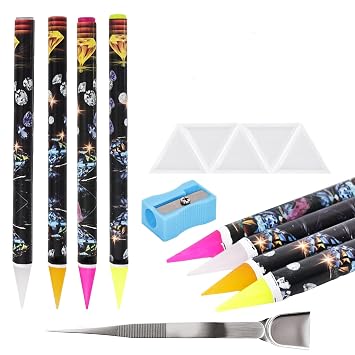 20 Pcs Rhinestone Picker Tool,Wax pencil for Rhinestones and Diamond Painting, 8 rhinestone pen tool and 10 Rhinestone Trays rhinestone tools for Nail Art Diamond Painting