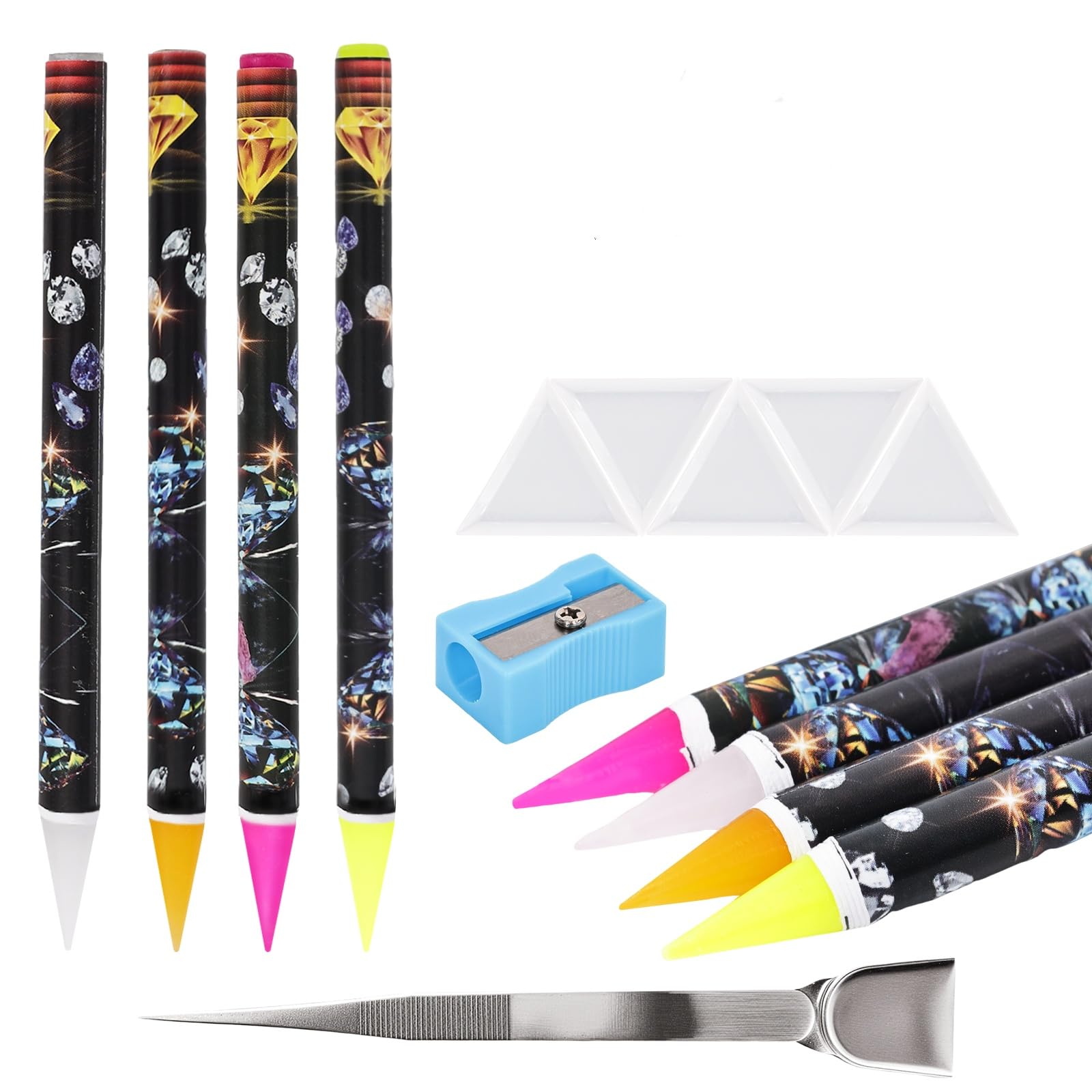 20 Pcs Rhinestone Picker Tool,Wax pencil for Rhinestones and Diamond Painting, 8 rhinestone pen tool and 10 Rhinestone Trays rhinestone tools for Nail Art Diamond Painting
