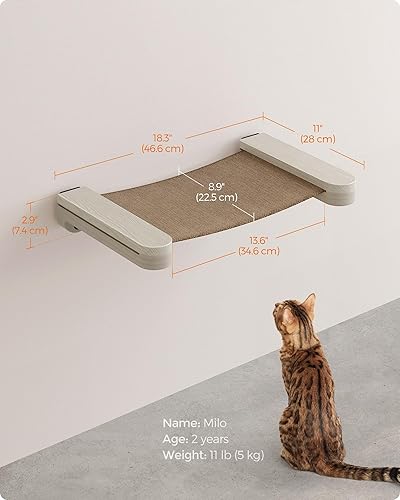 Miniatura 6 de Feandrea Clickat Collection - Hamaca para gatos No.001, cama para gatos montada en la pared, percha de pared para gatos que ahorra espacio, montaje