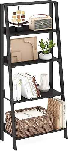 Miniatura 9 de Furinno Estantería básica para libros, estantería de 4 niveles, estantería con estante esquinero en zigzag, 14.2 x 14.2 x 57.7, para sala de estar,