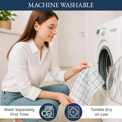 Miniatura 9 de LANE LINEN Juego de 12 paños de cocina de algodón para secar platos, 18 x 28 pulgadas, absorbentes, de secado rápido, color gris