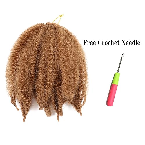 Miniatura 3 de 1 paquete de extensiones de cabello trenzado Marley de 8 pulgadas, cabello corto afro rizado con ganchillo, extensiones de cabello de fibra