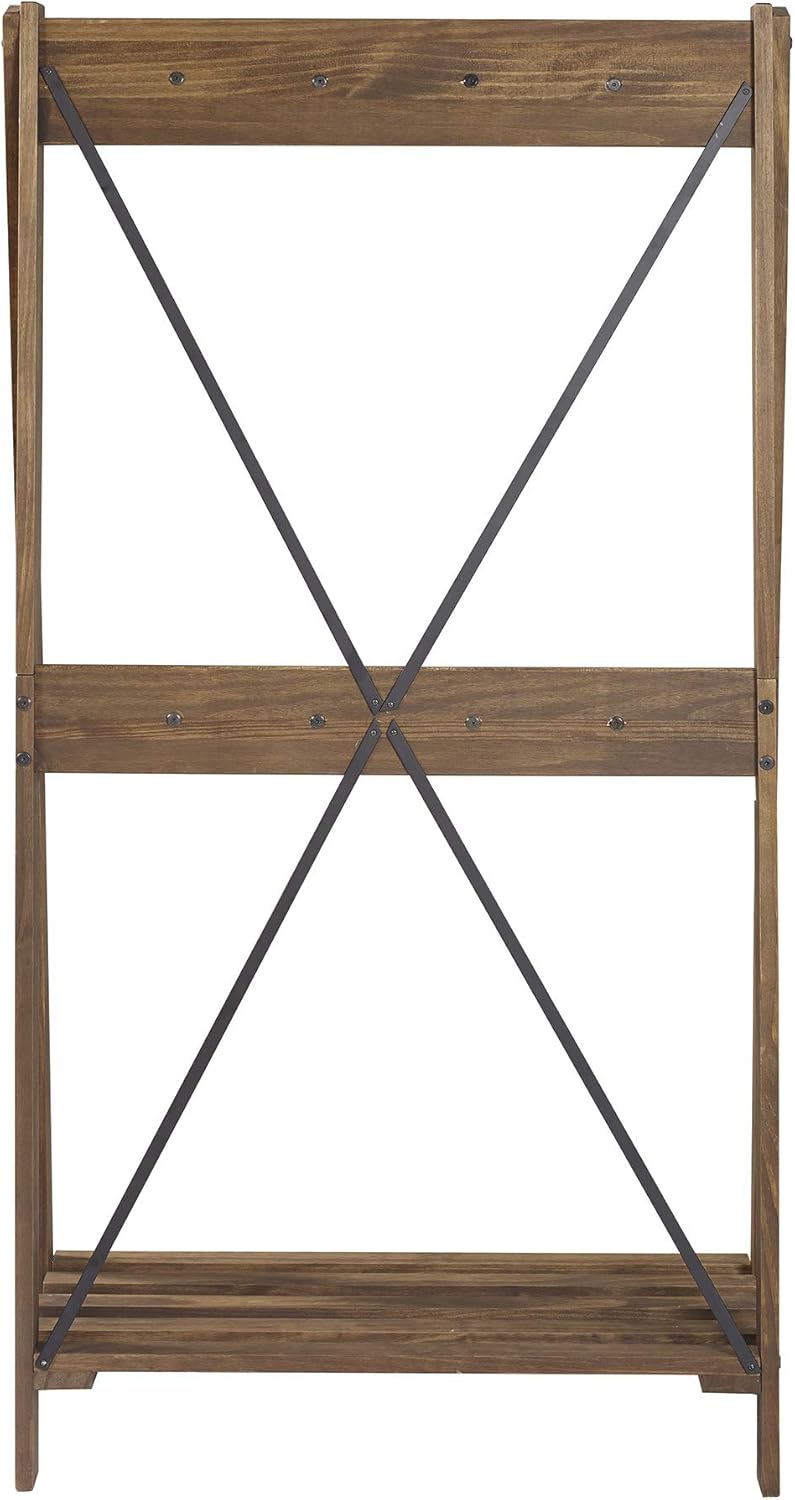 Walker Edison Solid Wood Angled Hall Tree, 68 Inch, Brown: Furniture & Decor