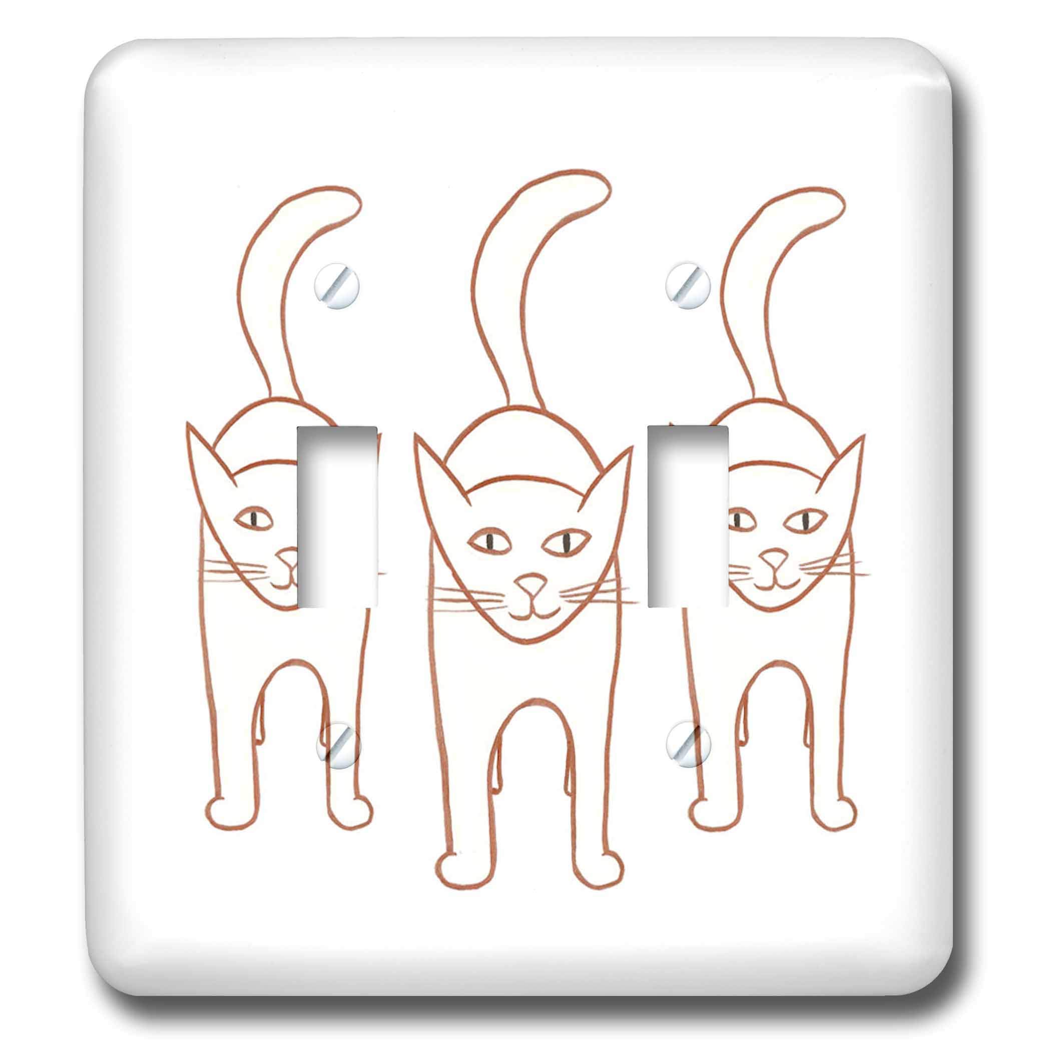 Interruptor doble de palanca 3dRose lsp_20932_2 con diseño de tres gatos
