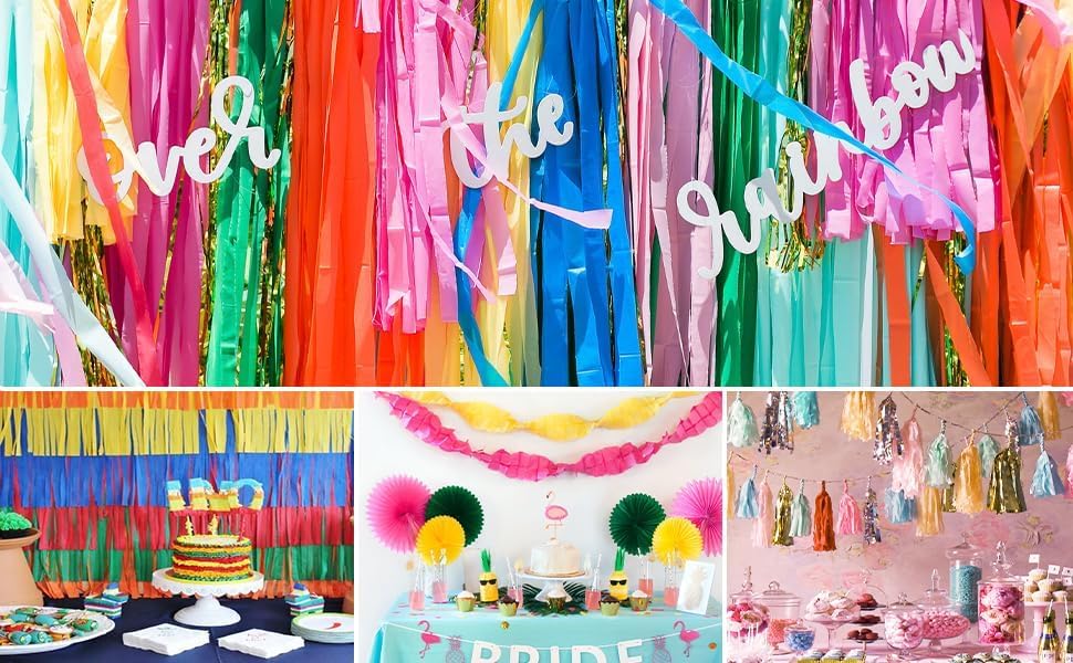 Image of Light Pink and Prurple Crepe Paper Streamers 4Rolls 328ft,Crepe Paper Streamers for Party Wedding Decorations, Birthday Decorations, Baby Shower Xmas Annivesary Decors DIY (1.8 Inch x 82 Ft /Roll)