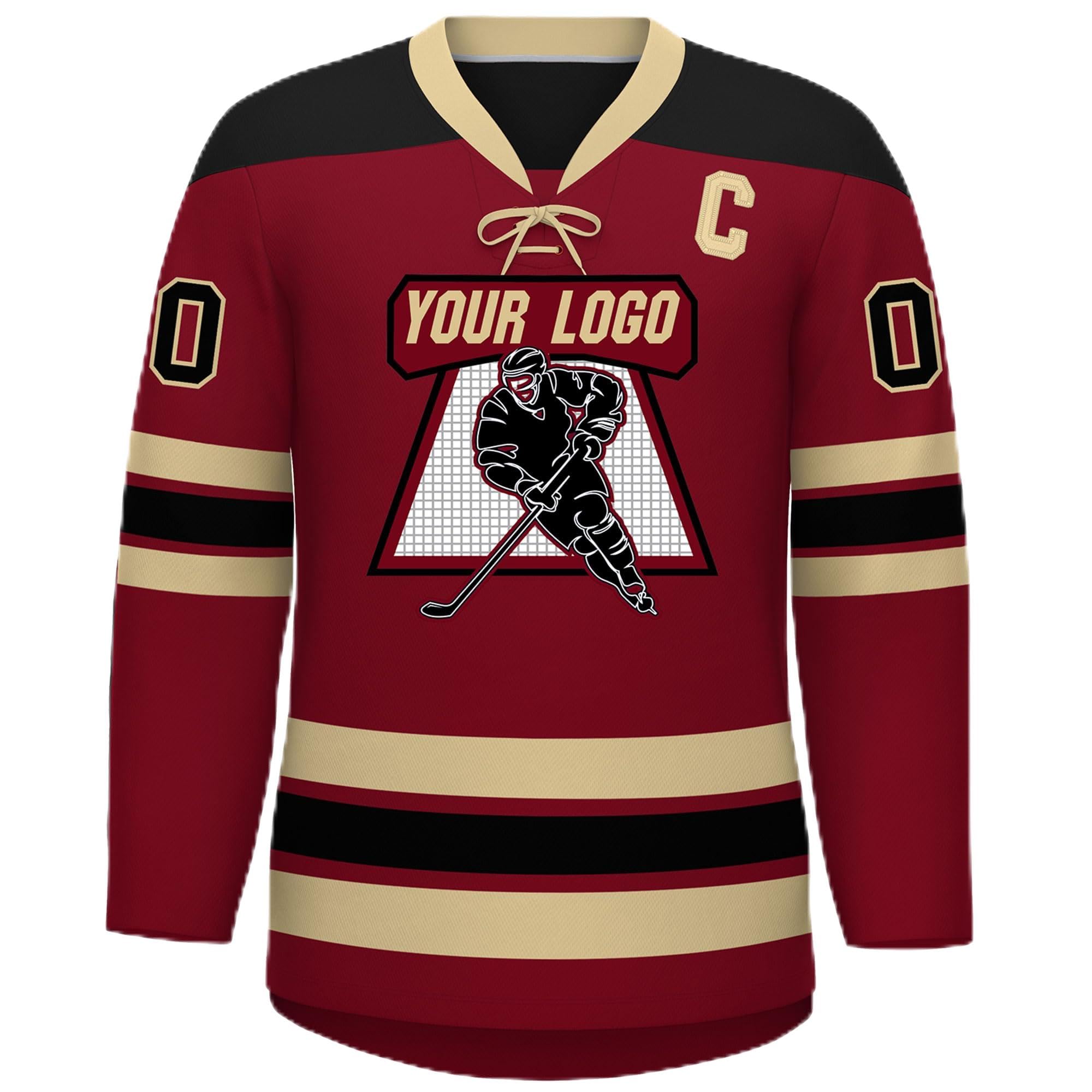 Custom Hockey Jersey Stitched or Printed Name Number V-Neck Athletic Jersey