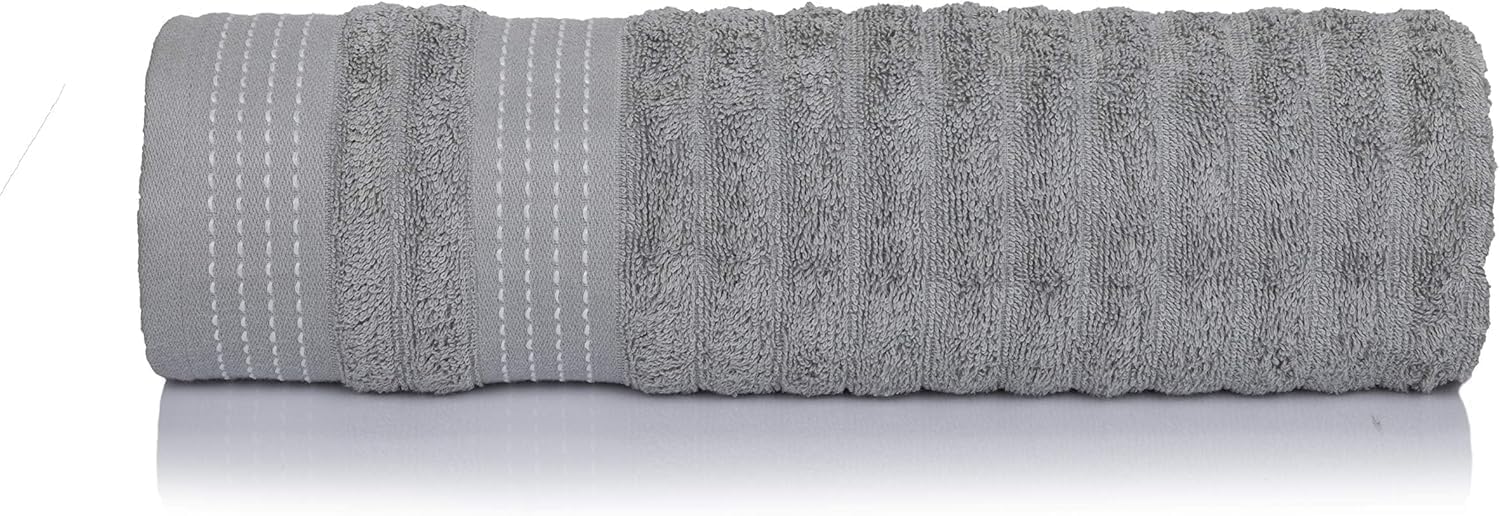 CASA COPENHAGEN Set 6 asciugamani da bagno 600g/m², Grigio-Viola e Bianco