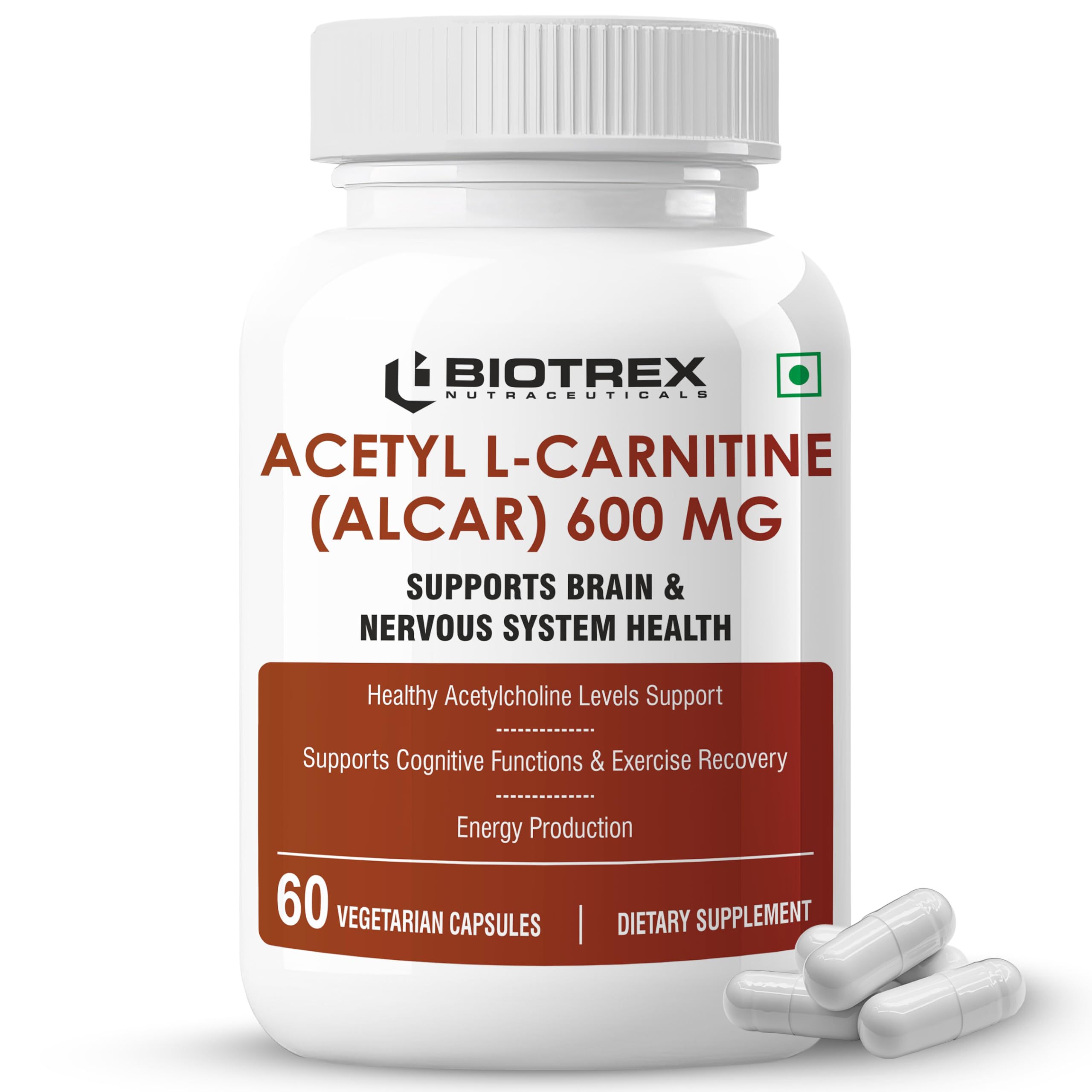 Biotrex Nutraceuticals Acetyl L-Carnitine (ALCAR) 600mg | Nervous System, Cognitive Function & Mitochondrial Metabolism | Energy Production - 60 Veg Capsules-image-22