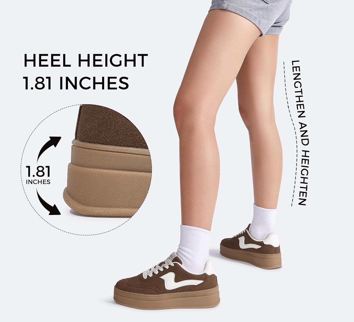 LUCKY STEP Women's Platform Fashion Sneakers Thick Sole Suede Faux Leather Classic Rubber Gum Sole Low Top Casual Walking Shoes - Image 7