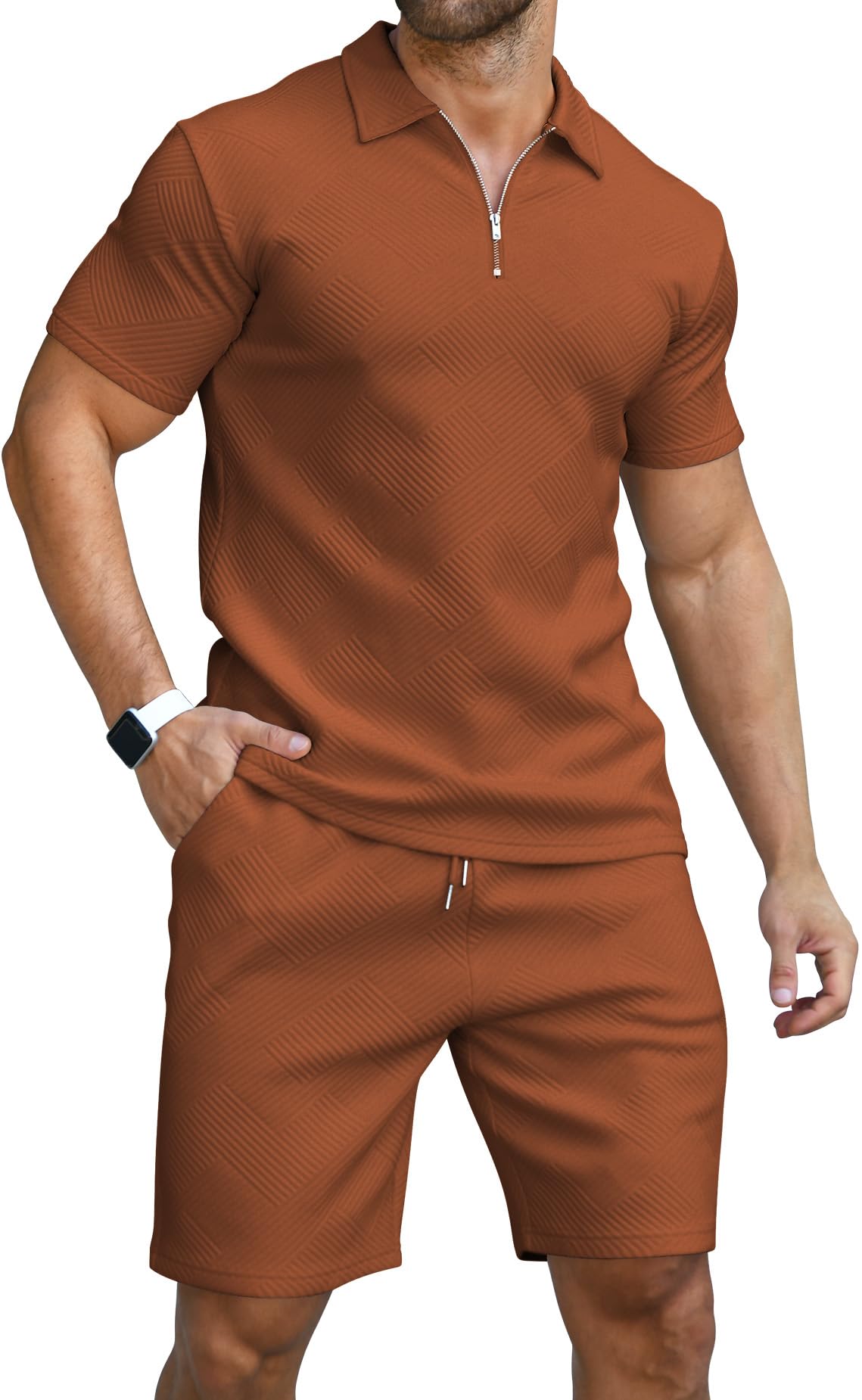 KUYIGO Herren Poloshirt & Shorts 2-Teiliges Set Sommer Trainingsanzug Kleidung Mode Casual Sweatsuits M-3XL