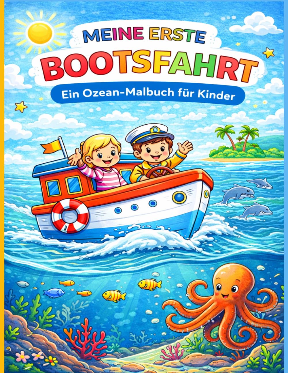 Meine erste Bootsfahrt: Ein Ozean-Malbuch für Kinder: Niedliche Boote, Meer und Abenteuer – Einfaches Ausmalbuch mit großen Motiven für Kinder