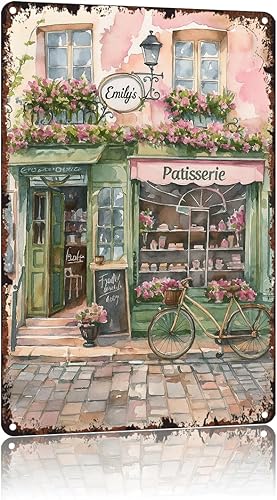 Miniatura 1 de Póster vintage de panadería francesa, divertido letrero de metal pastel para habitación de niñas, pastelería francesa de acuarela de París,