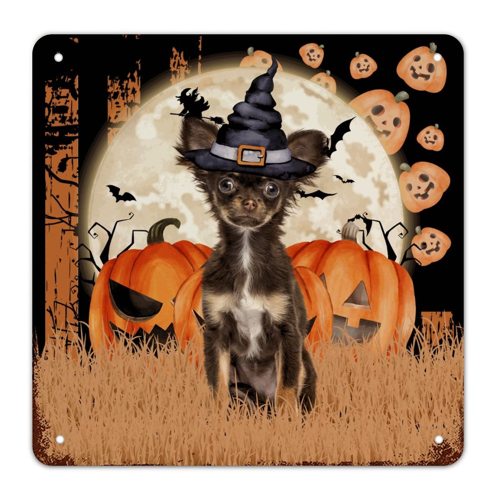 Plaque Halloween citrouille et teckel pour décoration salon