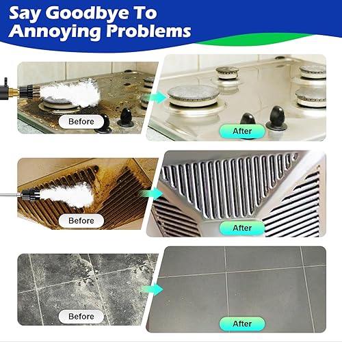 Miniatura 2 de Limpiador de vapor de mano, limpiador de vapor de alta presión de alta temperatura de 2500 W con 3 cabezales de cepillo, limpiador de vapor portátil