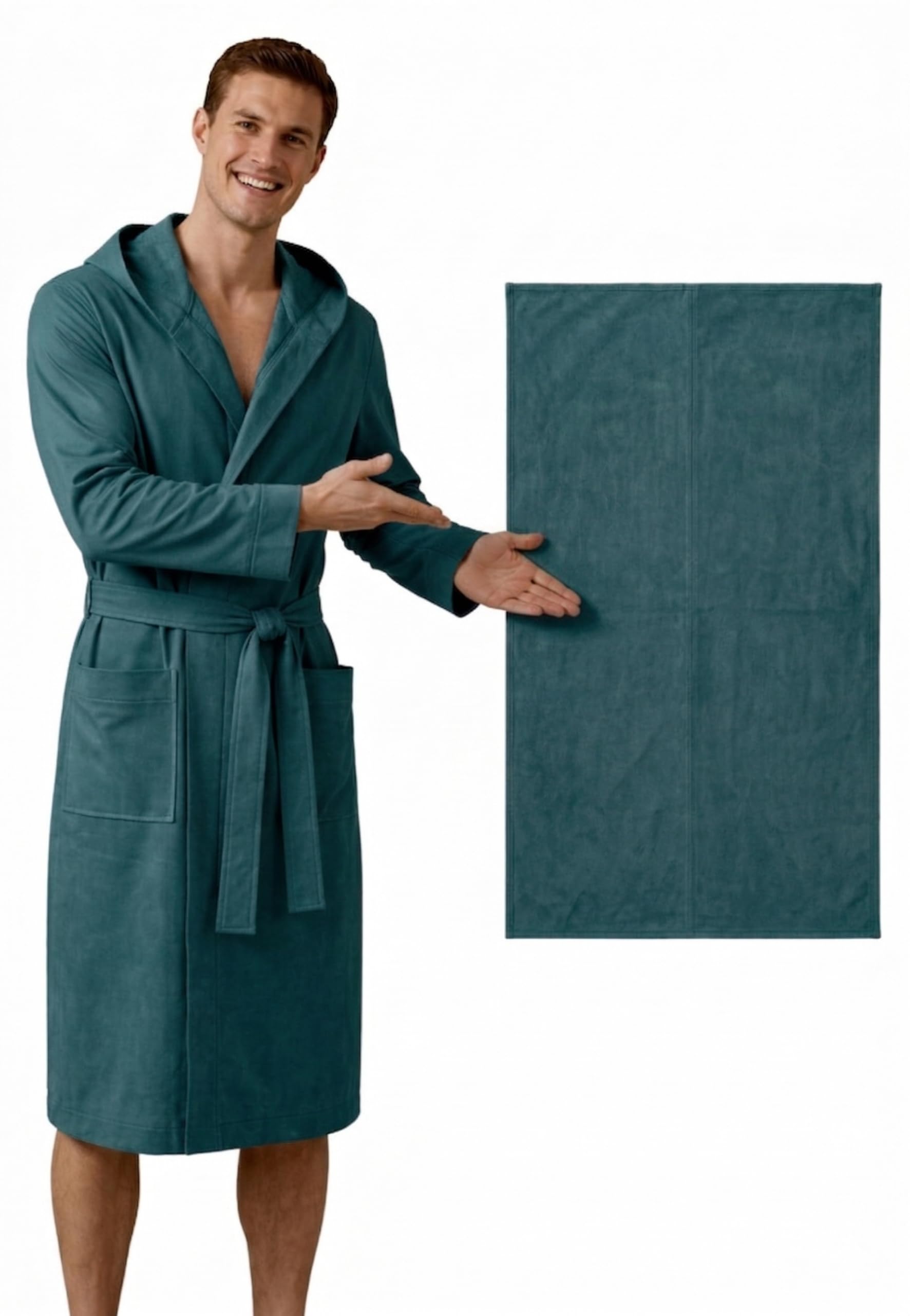 Intimitaly NARCISO - Accappatoio in Microfibra con Cappuccio + OMAGGIO ASCIUGAMANO, Unisex, Asciugatura Rapida, Tasche e Cintura, Omaggio telo, per Piscina e Sport