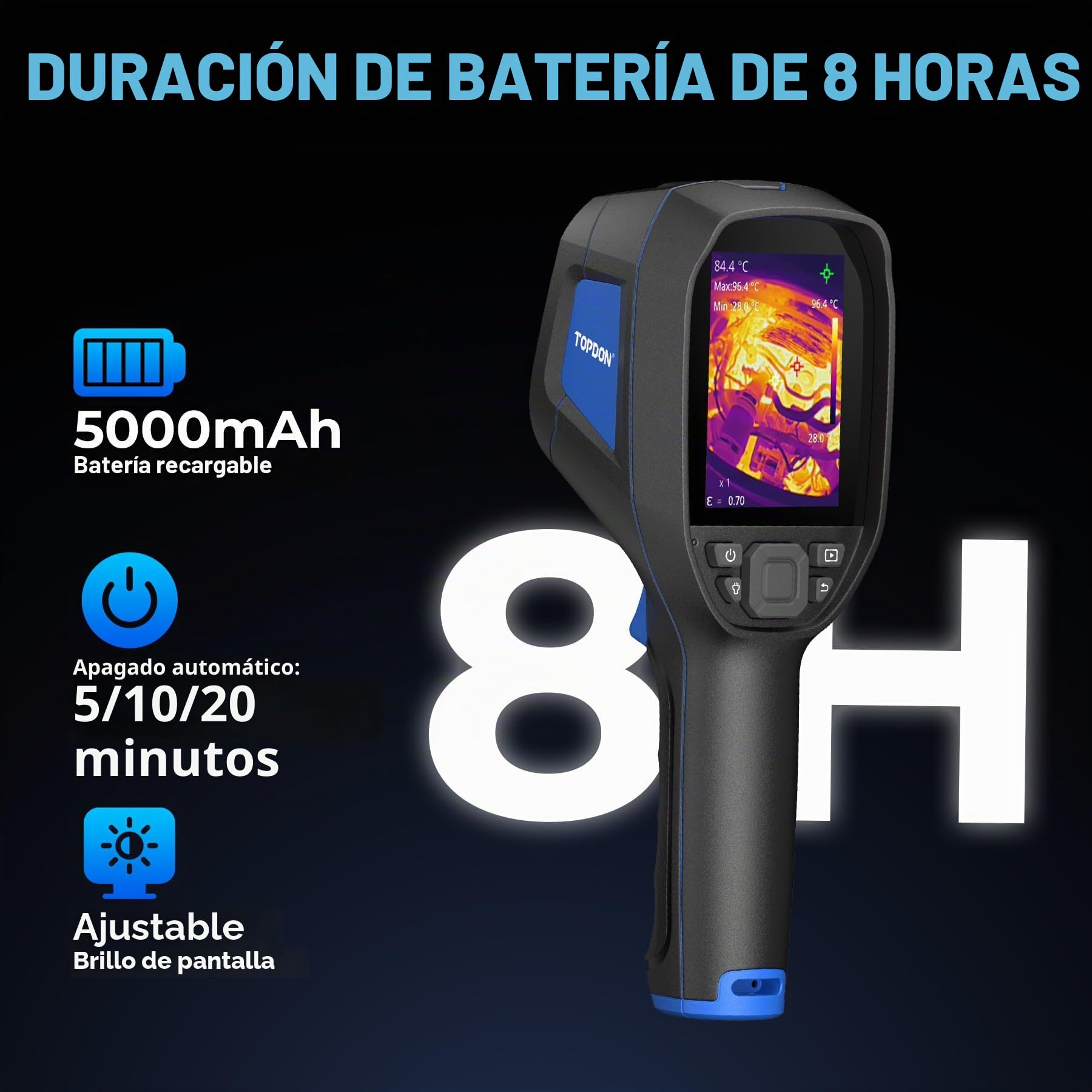TOPDON TC004 Camara Termica, 512x384 TISR Alta Resolución, 64GB, 3,5″ Pantalla Camara Termografica con Wifi, Grabación de Video, -20°C a 550°C, para Inspección de HVAC, Fugas de Agua, Hogar,Eléctrica
